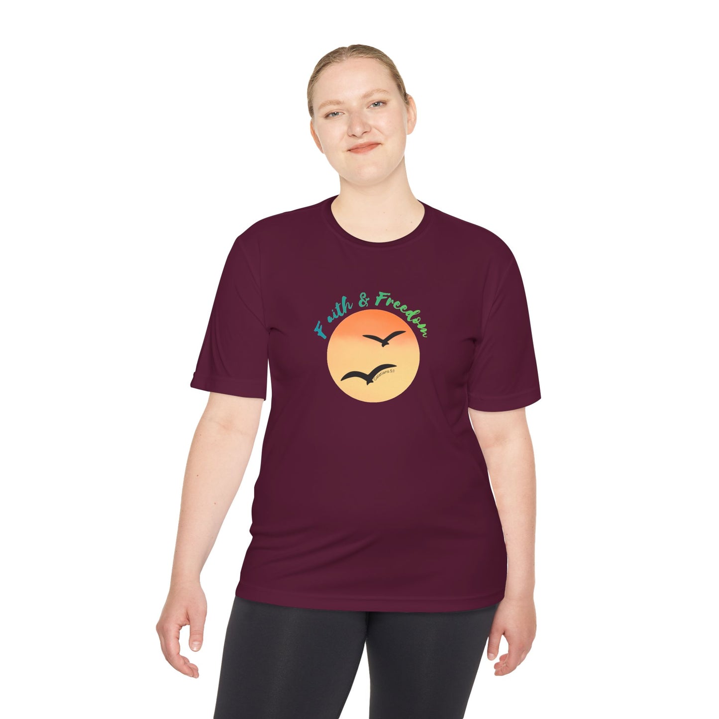 Faith & Freedom Sunset Tee — Moisture-Wicking