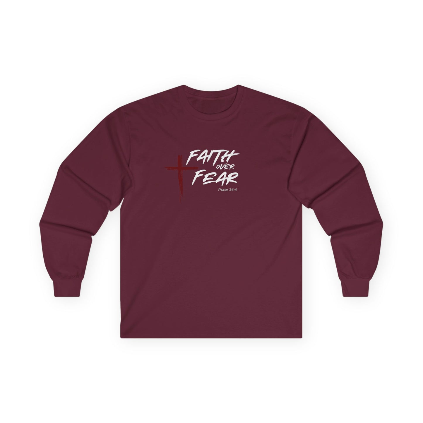 Faith Over Fear Psalm: 34:4 Unisex Ultra Cotton Long Sleeve Tee