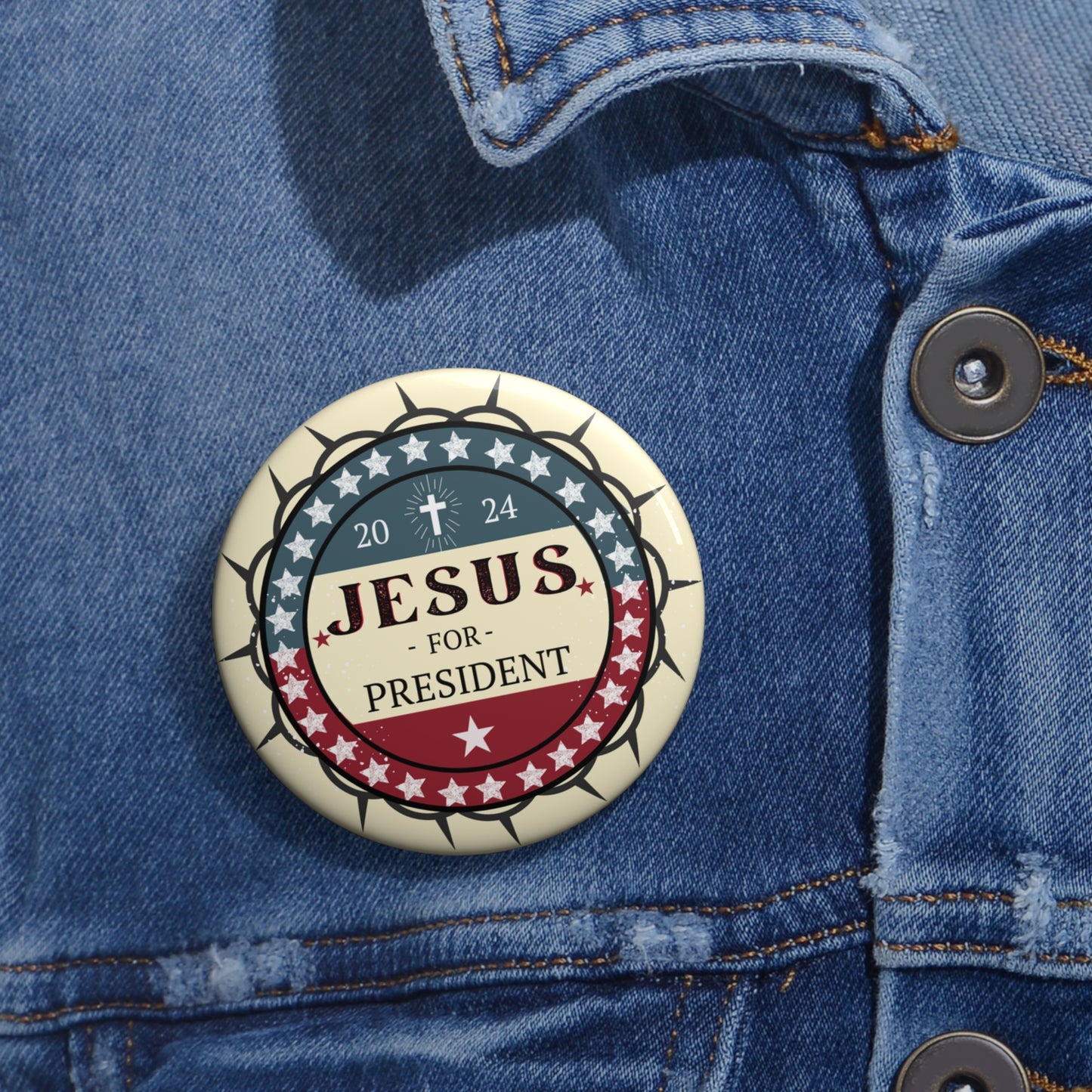 Jesus For President Retro Crown of Thorns Pin