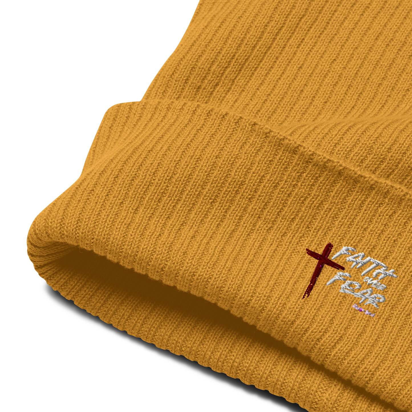 Faith Over Fear Organic Ribbed Beanie