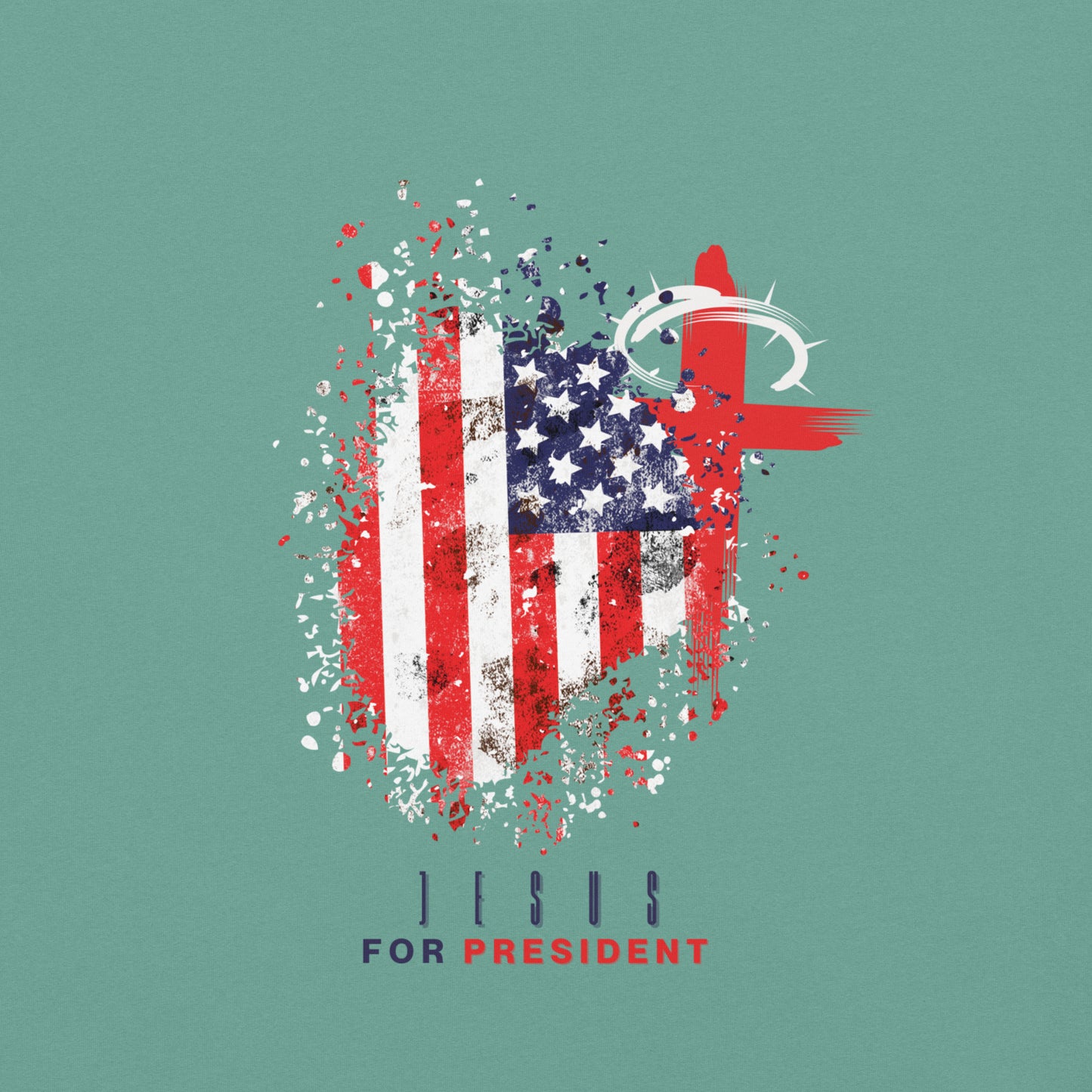 Jesus For President" Distressed Flag T-Shirt