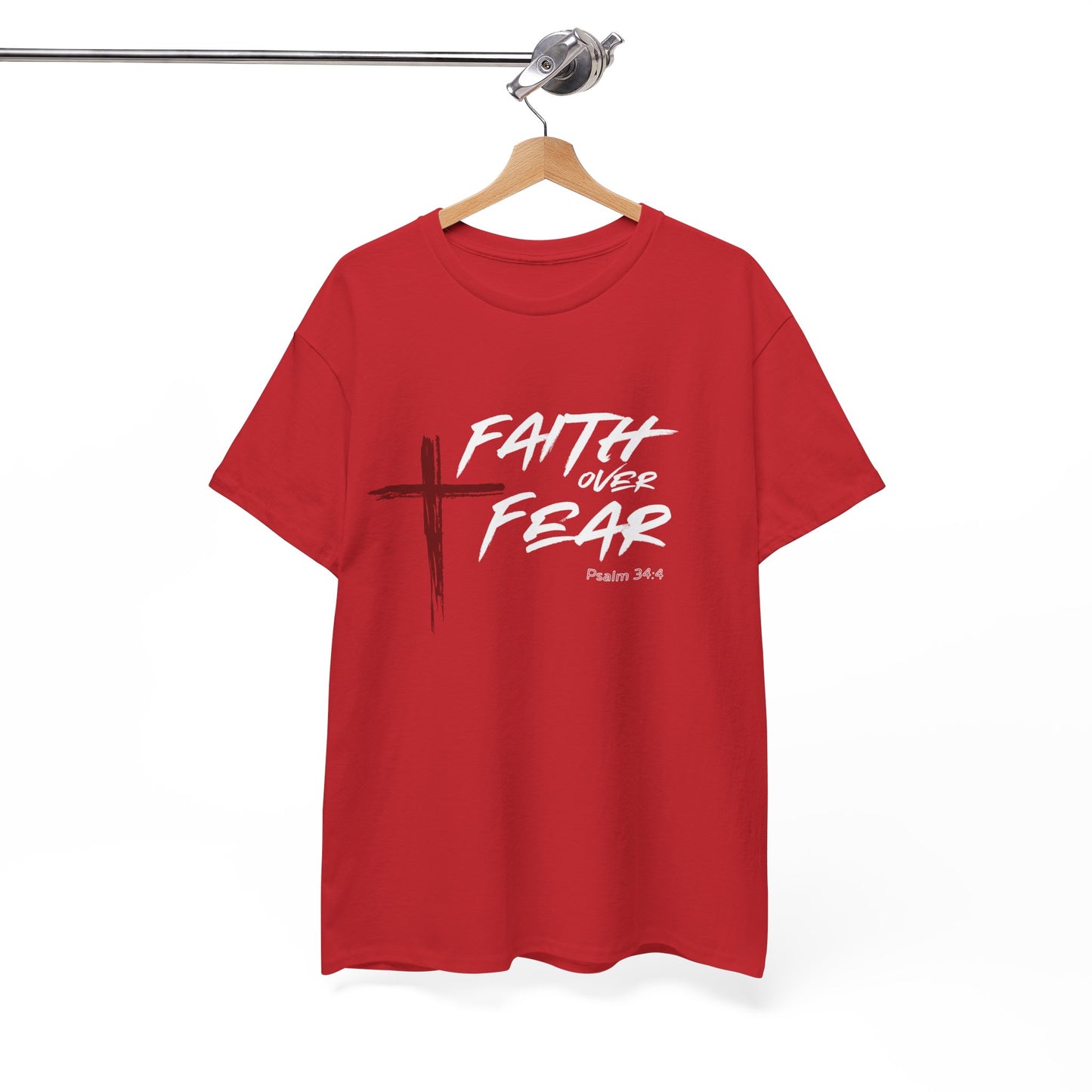 Faith Over Fear Psalm: 34:4 Unisex Heavy Cotton Tee