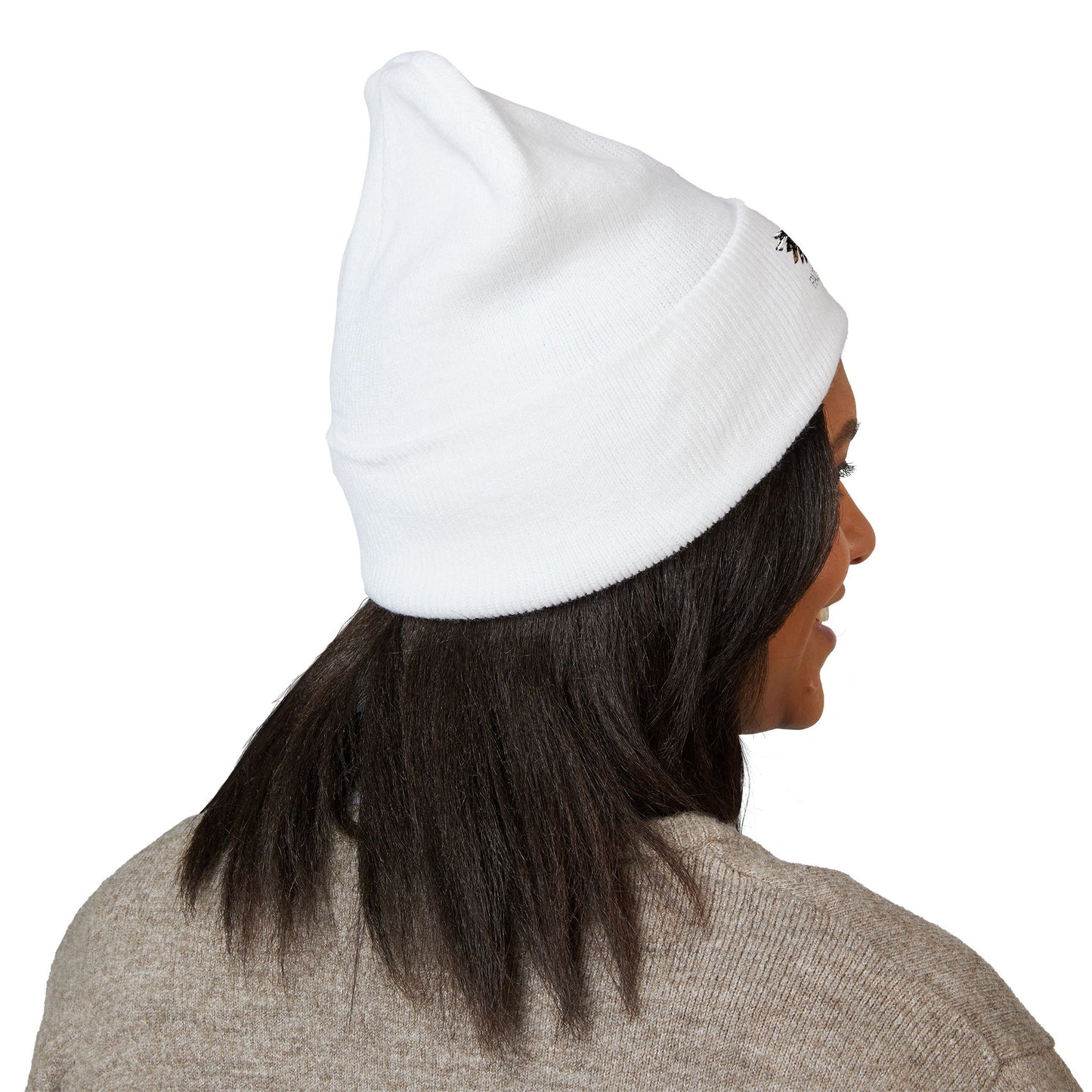 Faith Over Fear Winged Embroidered Feather Antler Beanie