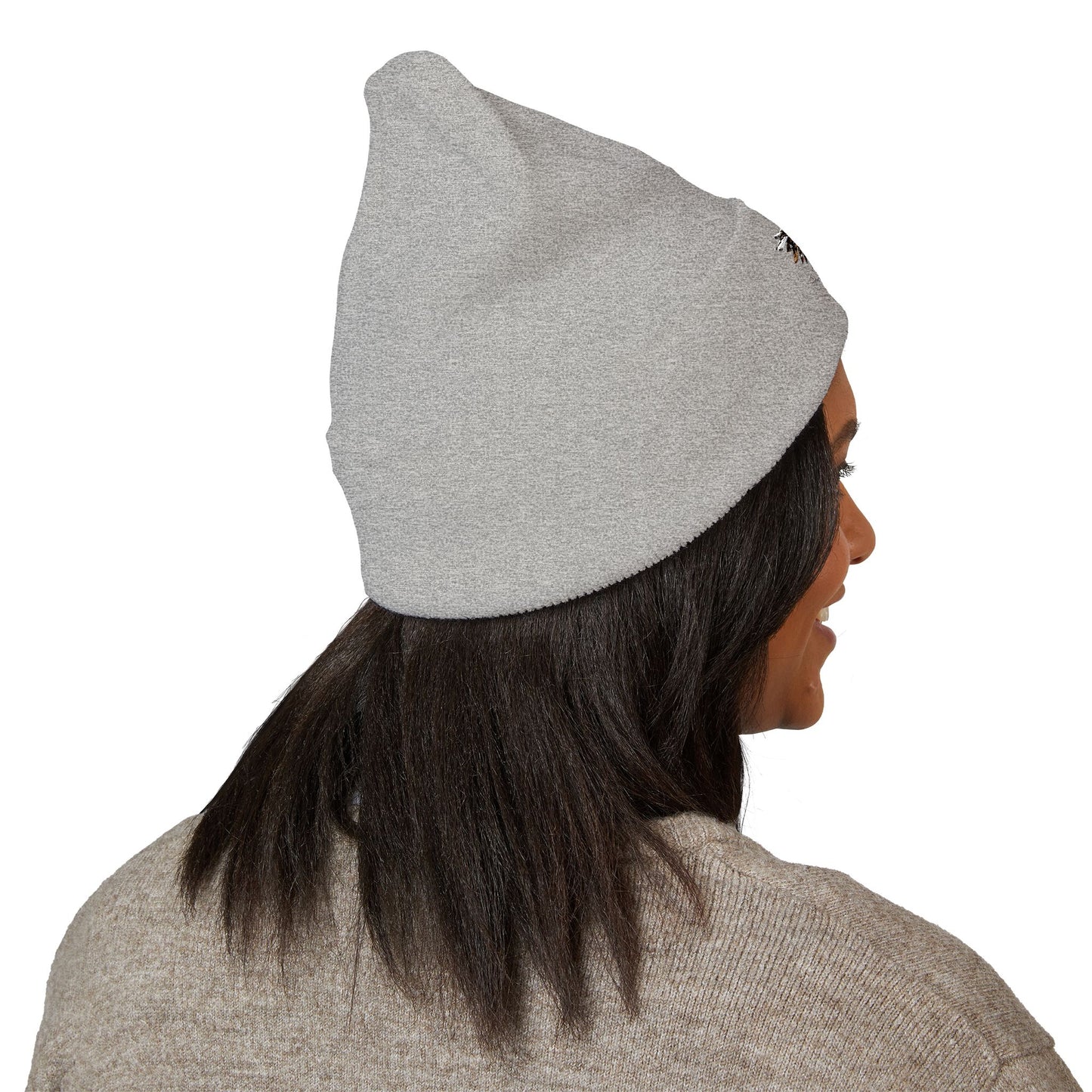 Faith Over Fear Winged Embroidered Feather Antler Beanie