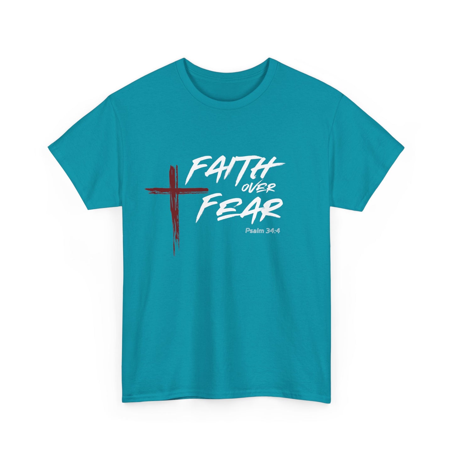 Faith Over Fear Psalm: 34:4 Unisex Heavy Cotton Tee