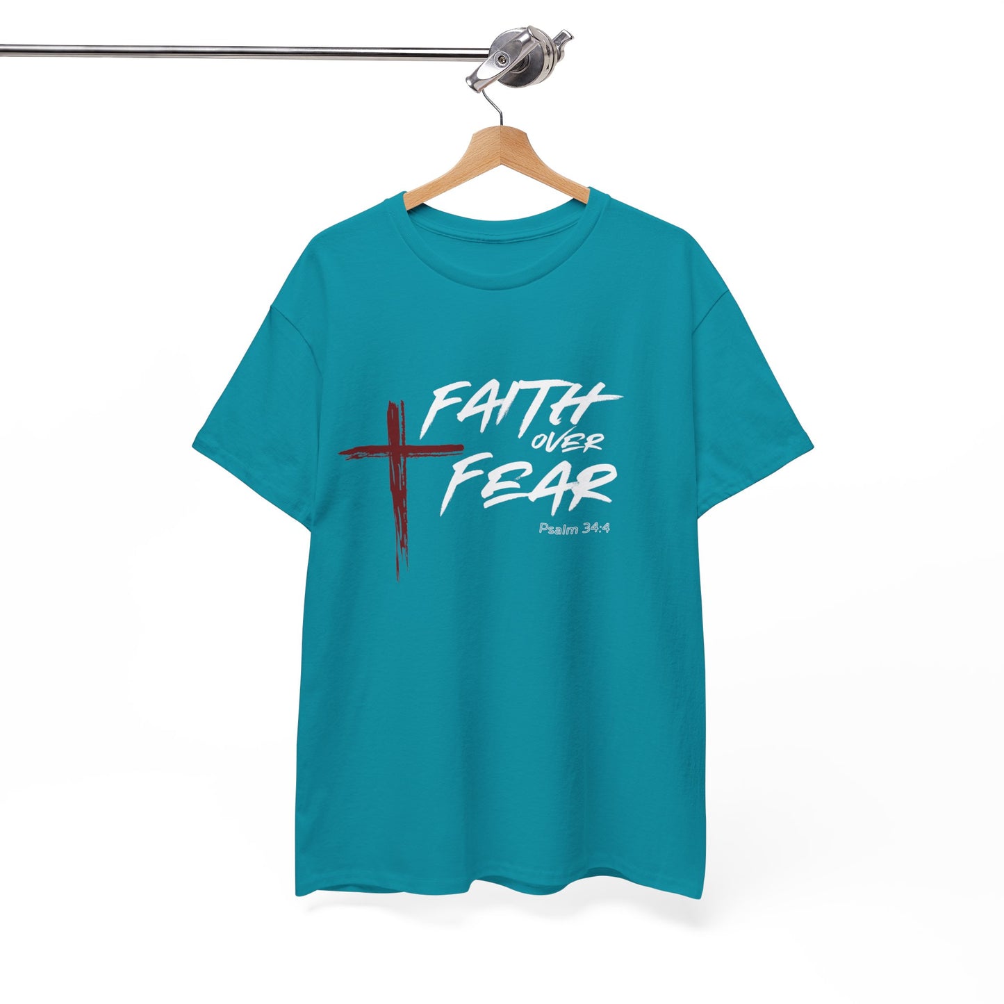 Faith Over Fear Psalm: 34:4 Unisex Heavy Cotton Tee