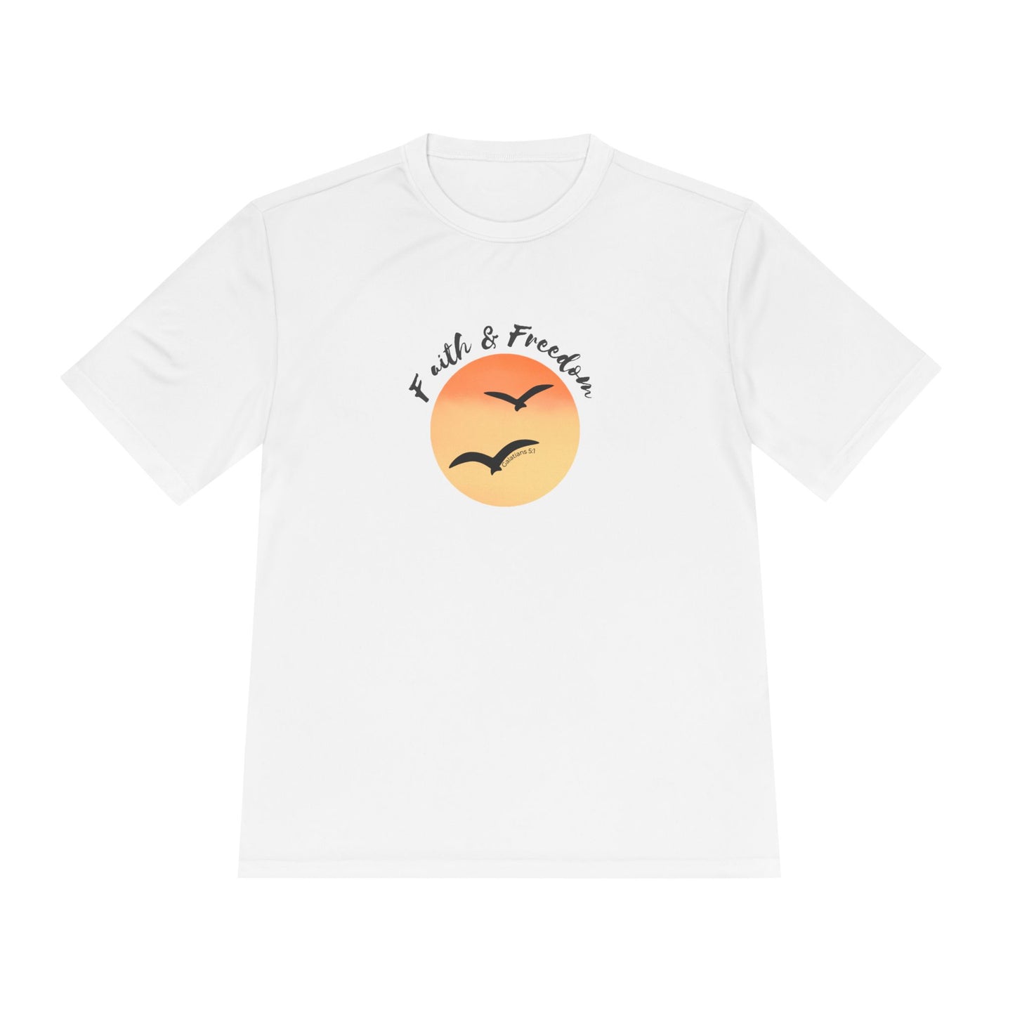Faith & Freedom Sunset Tee — Moisture-Wicking