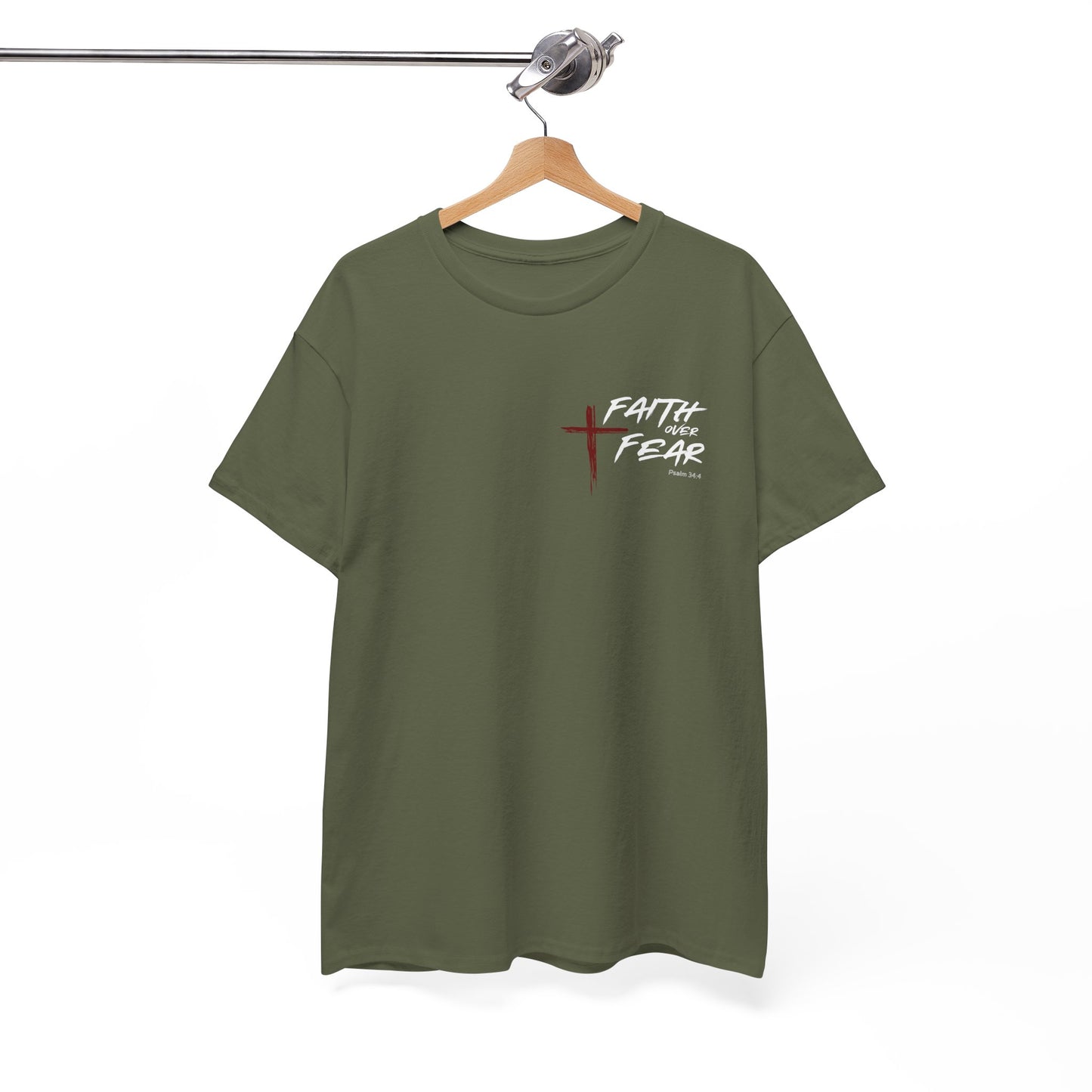 Faith Over Fear Psalm: 34:4 Unisex Heavy Cotton Tee