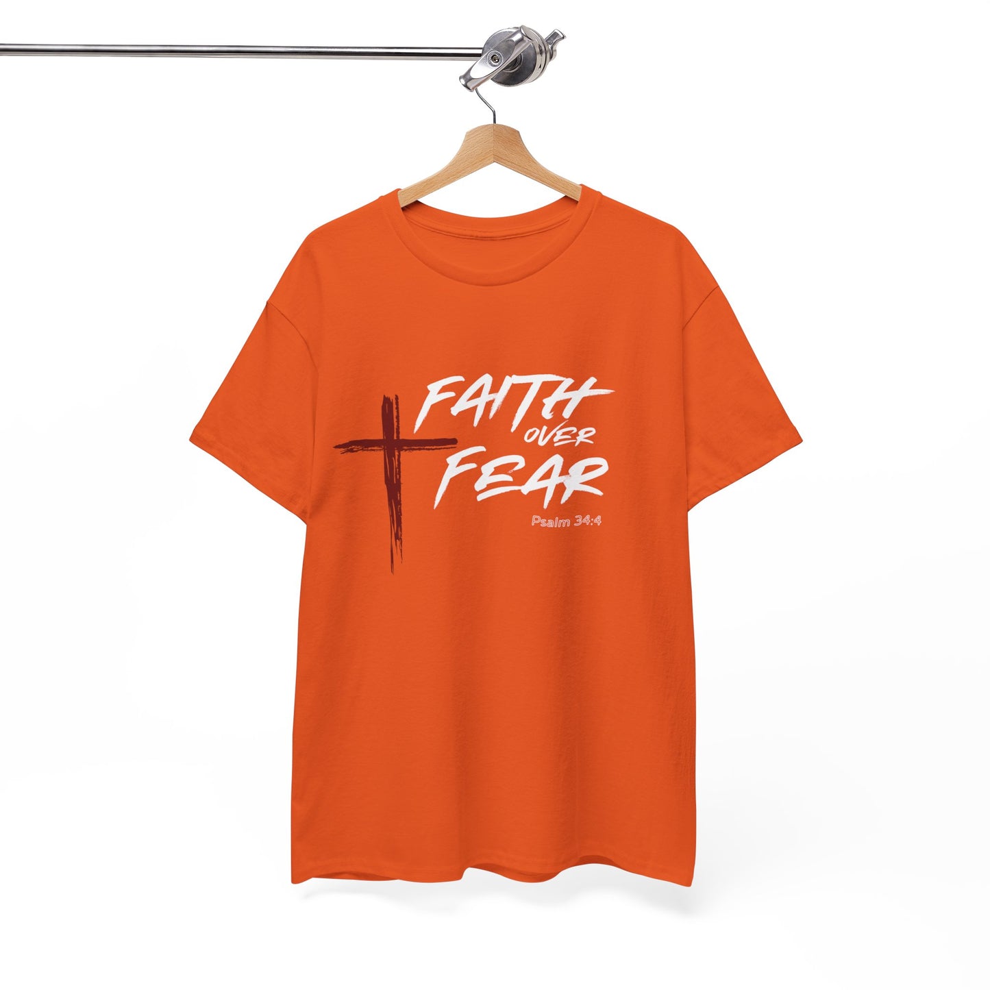 Faith Over Fear Psalm: 34:4 Unisex Heavy Cotton Tee