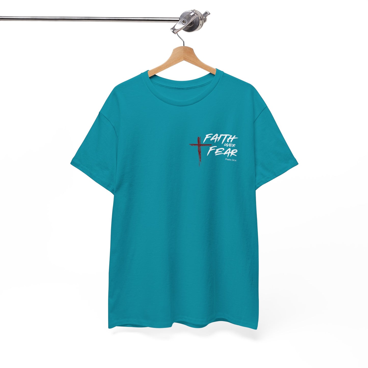 Faith Over Fear Psalm: 34:4 Unisex Heavy Cotton Tee