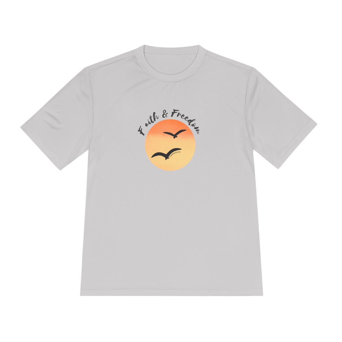 Faith & Freedom Sunset Tee — Moisture-Wicking