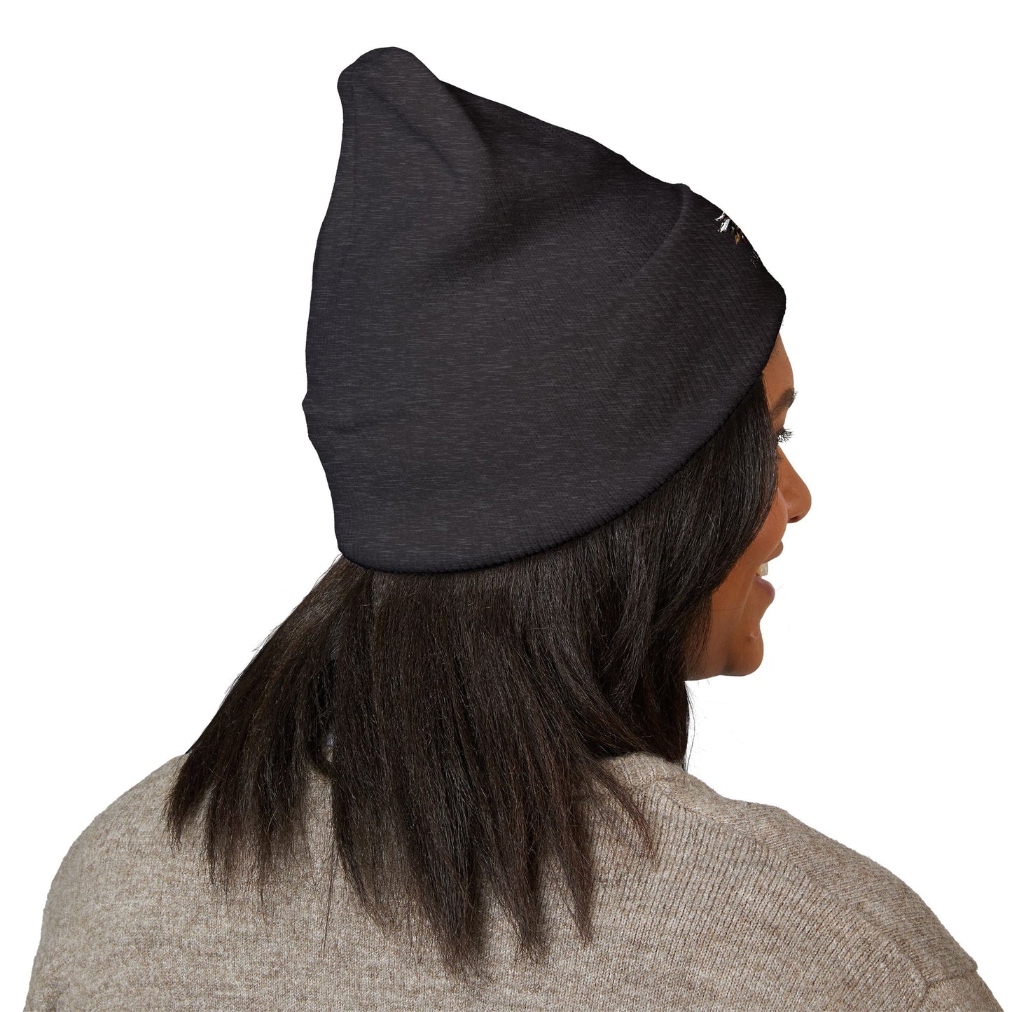Faith Over Fear Winged Embroidered Feather Antler Beanie