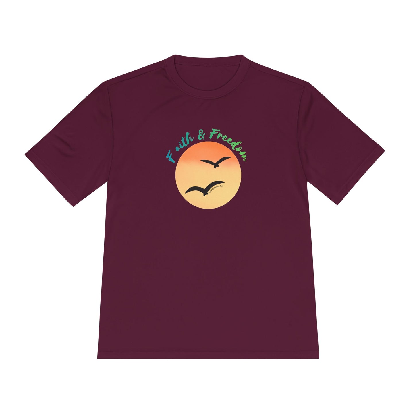 Faith & Freedom Sunset Tee — Moisture-Wicking
