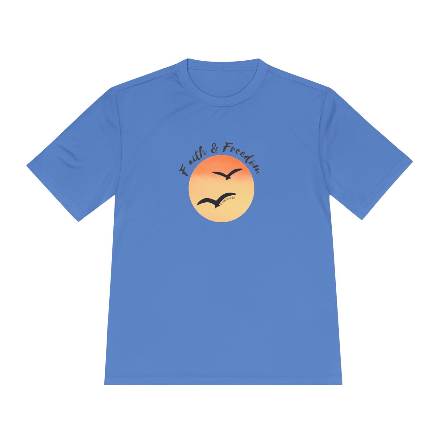 Faith & Freedom Sunset Tee — Moisture-Wicking