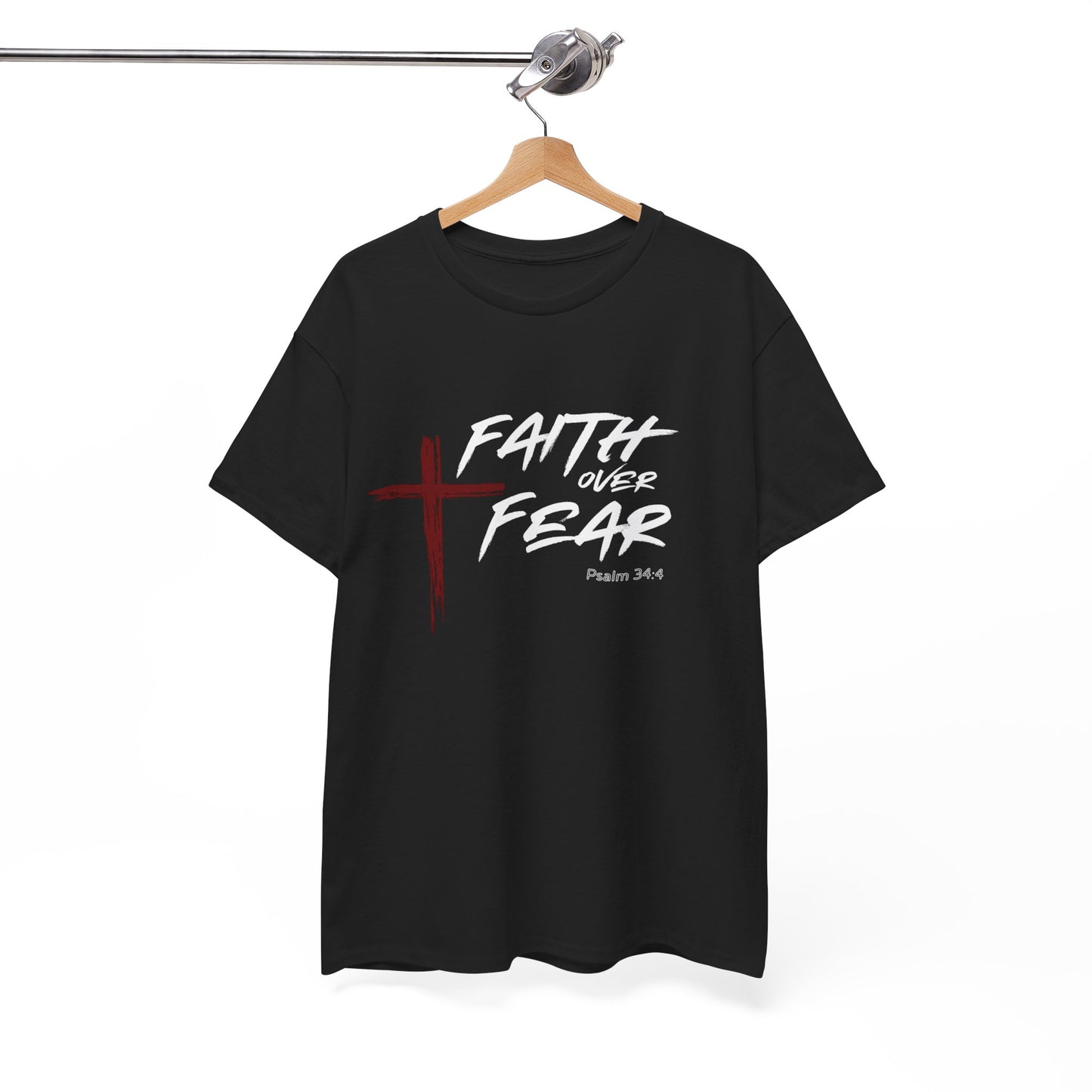 Faith Over Fear Psalm: 34:4 Unisex Heavy Cotton Tee