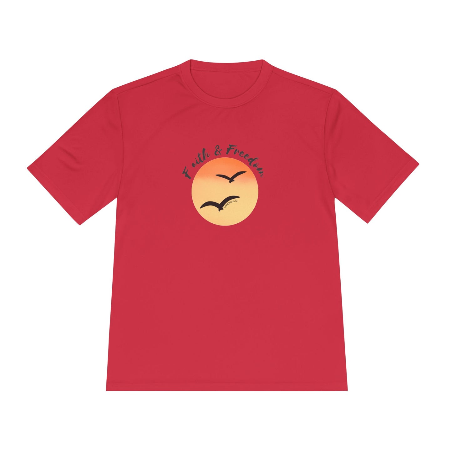 Faith & Freedom Sunset Tee — Moisture-Wicking