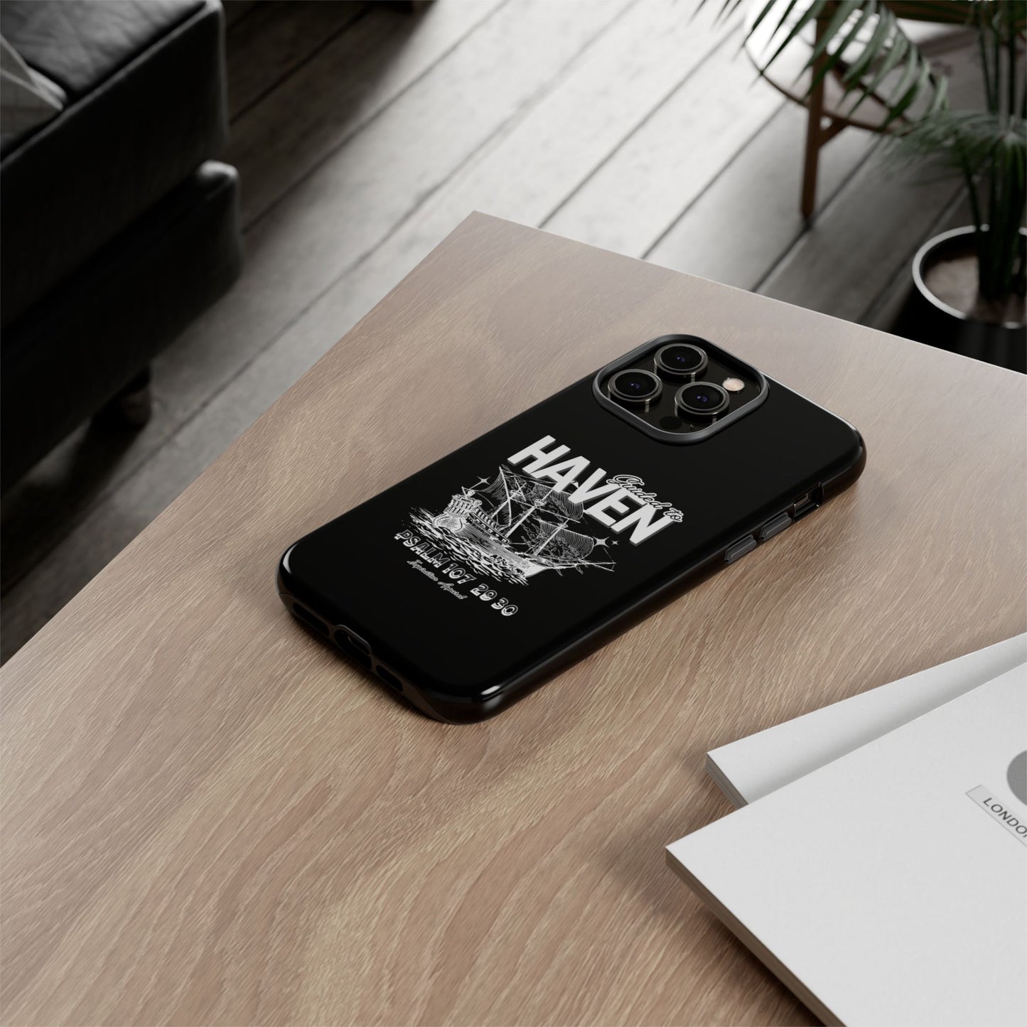 Guided to Haven Psalm 107:29–30 Stylish Phone Case