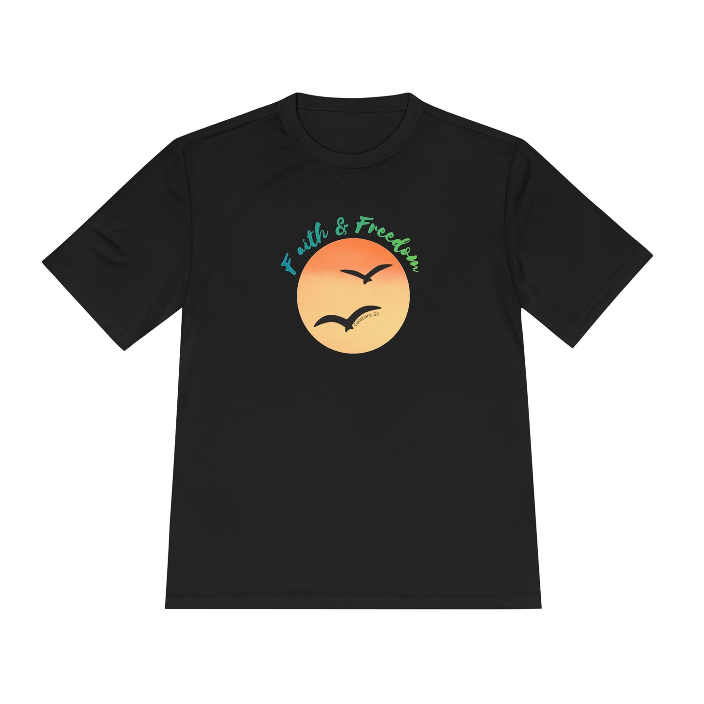 Faith & Freedom Sunset Tee — Moisture-Wicking