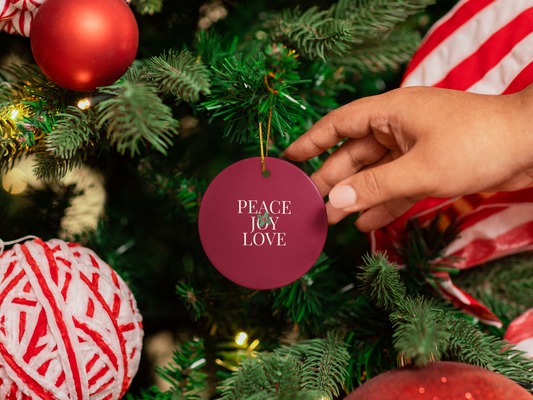 Peace Joy Love Red ceramic ornaments